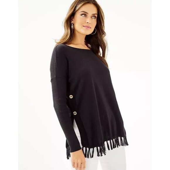 Lilly Pulitzer Ramona Fringe Sweater Black ( XXS ) - Picture 7 of 7